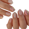 Tipsy OVAL krótkie Glitter - różowe błyszczące, 24 szt. Deni Carte