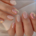 Tipsy OVAL krótkie Glitter - różowe błyszczące, 24 szt. - zdjęcie 9