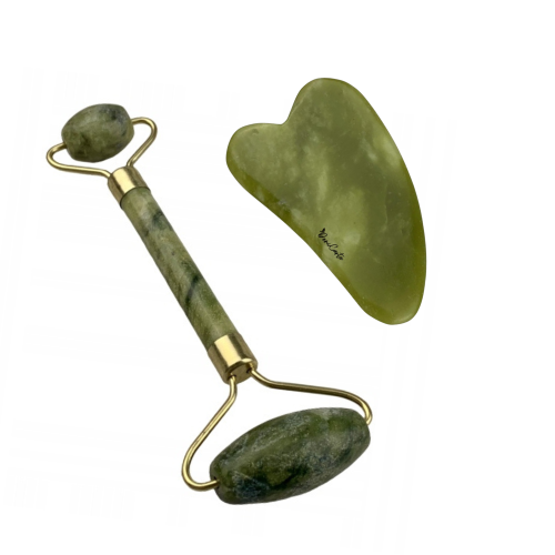 Roller jadeitowy zielony z płytką Gua Sha Deni Carte