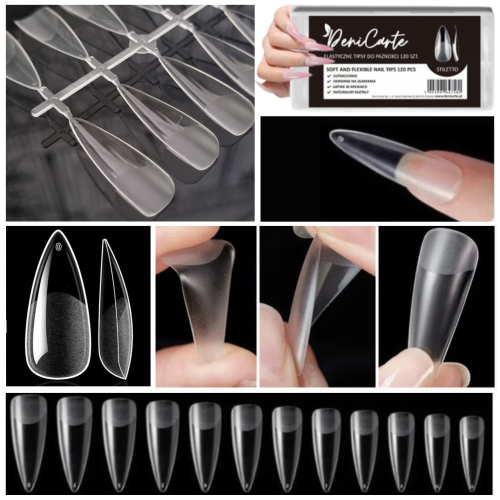 Tipsy Flexible STILETTO - bezbarwne, 120 szt. Deni Carte