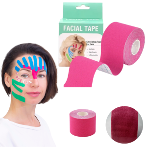 Taśma kinezjologiczna do tapingu twarzy 5 cm x 5 m - różowa