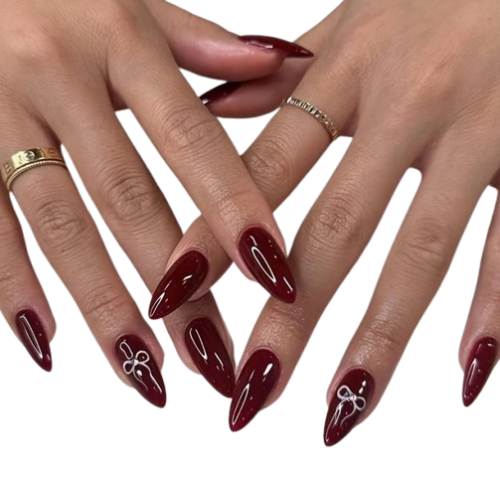 Tipsy migdałki ALMOND Burgund z kokardką - 24 szt. Deni Carte