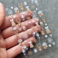 Naklejki na paznokcie świąteczne - renifer i śnieżynki, złoto-białe - zdjęcie 5