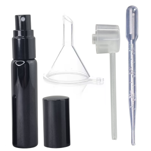 Atomizer do perfum 10 ml z lejkiem, pipetą i pompką - czarny
