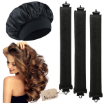 Wałki Blowout Papiloty Do Kręcenia Włosów 3 Sztuki + Czepek SatynowyCzarny