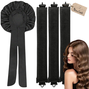 Wałki Blowout Papiloty Do Kręcenia Włosów 3 Sztuki + Czepek Wiązany Czarny