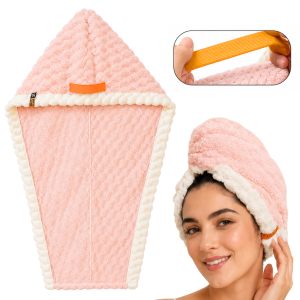 Ręcznik Turban Do Włosów Szybkoschnący Mikrofibra Różowy Z Gumką