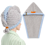 Ręcznik Turban Do Włosów Szybkoschnący Mikrofibra Szary Z Gumką