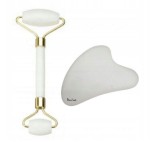 Masażer Roller Jadeitowy Biały + Gua Sha Płytka